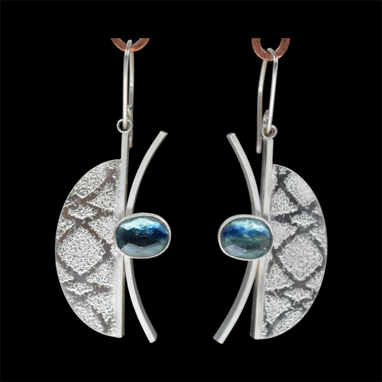 Intersecting Earrings with Kyanite