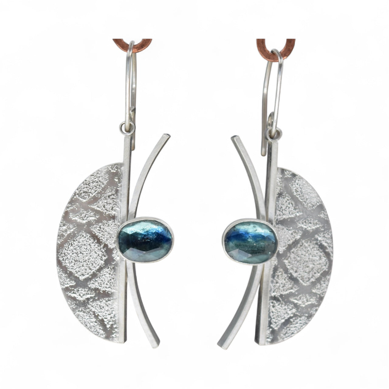 Intersecting Earrings with Kyanite