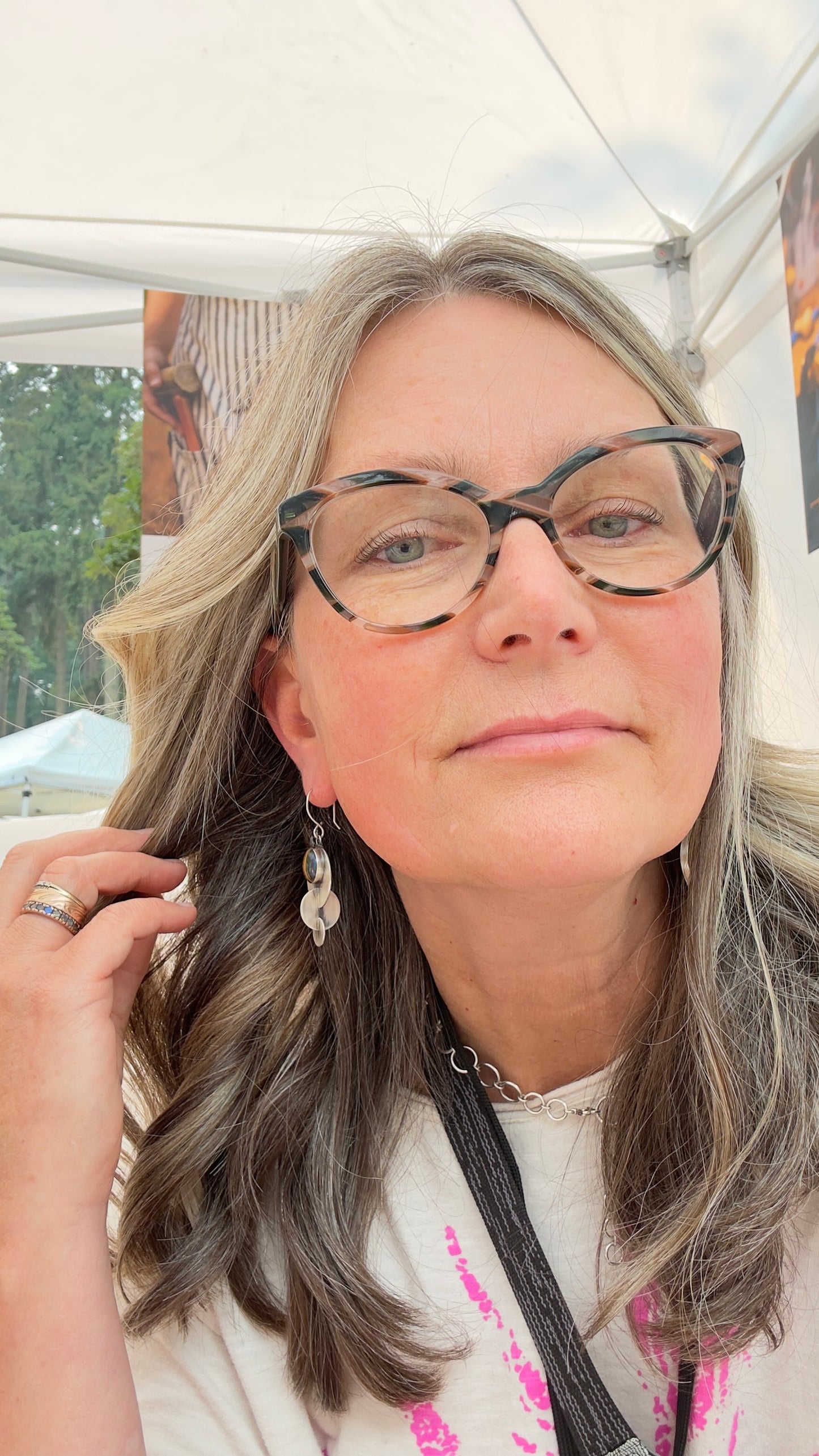 Interlocking Circle Earrings with Fordite