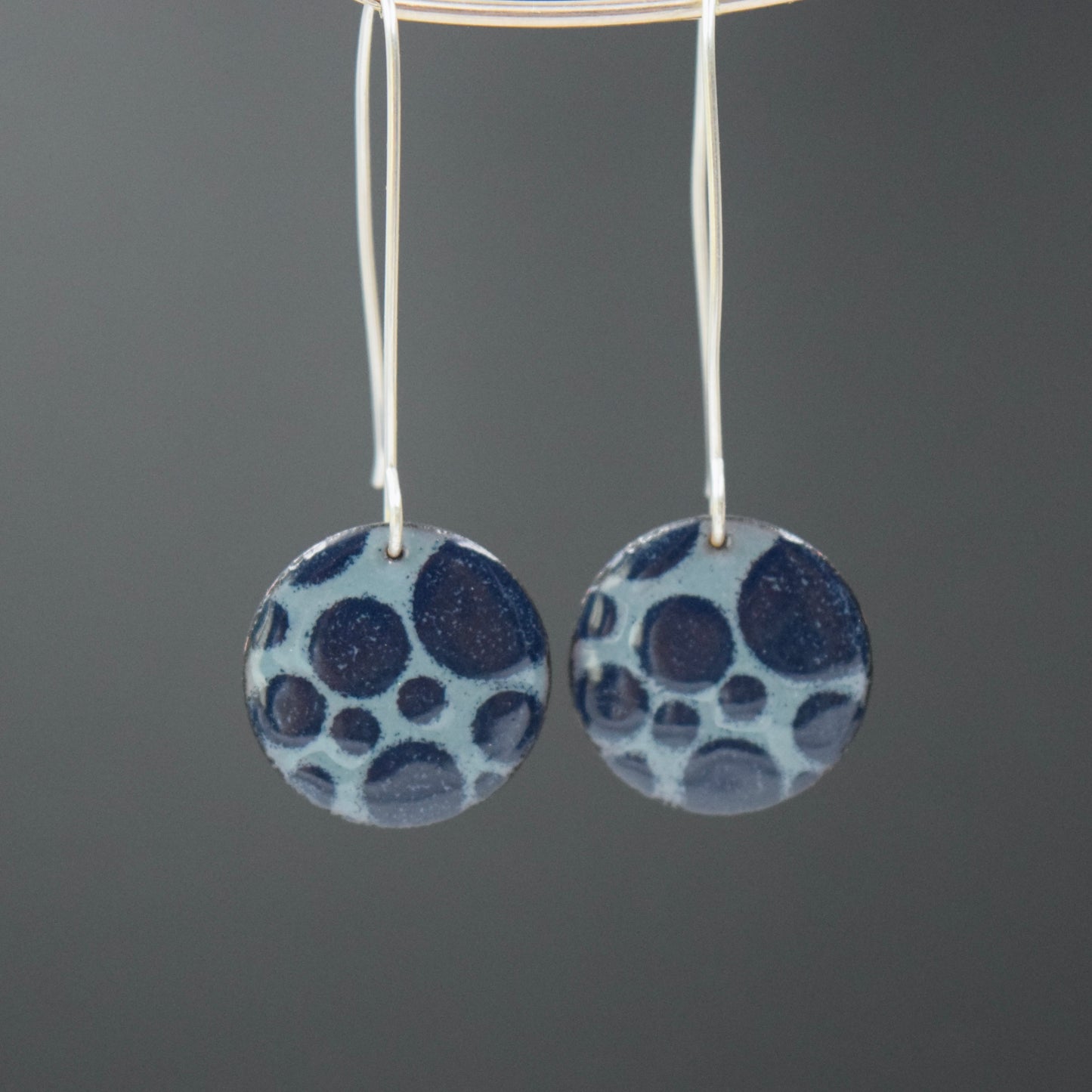 Dark Blue and Light Blue Enamel Earrings