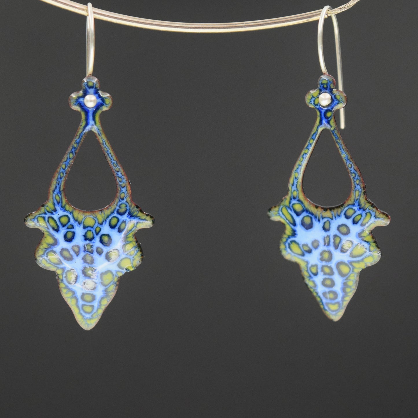 Blue/Green Enamel Earrings