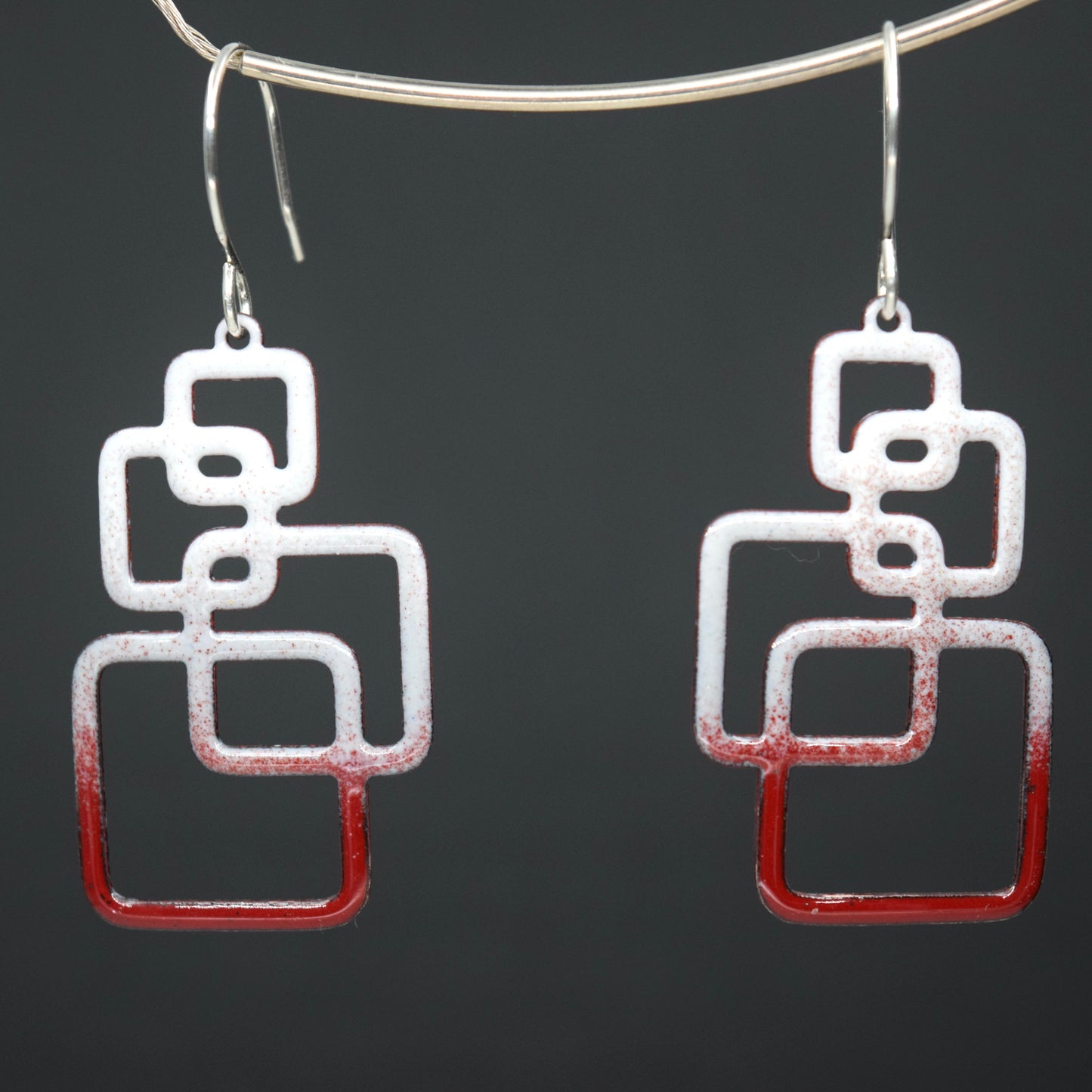 Geometric layered Square Enamel Earrings-4 color options