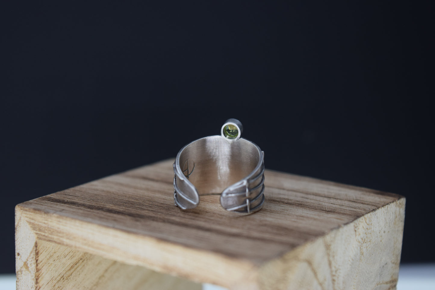 Fetch the bolt cutters Peridot adjustable ring
