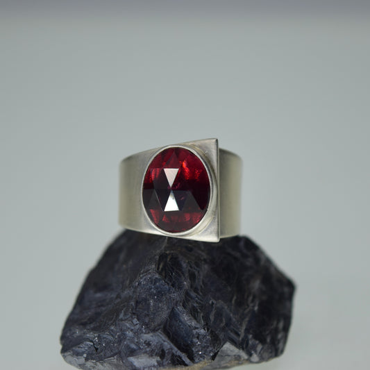 Modernist Garnet Ring