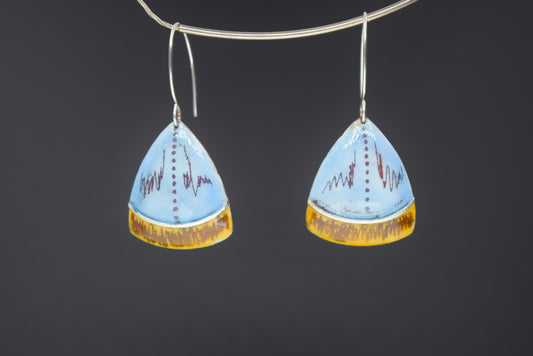 Sgraffito Enamel Drops with sterling silver embellishment