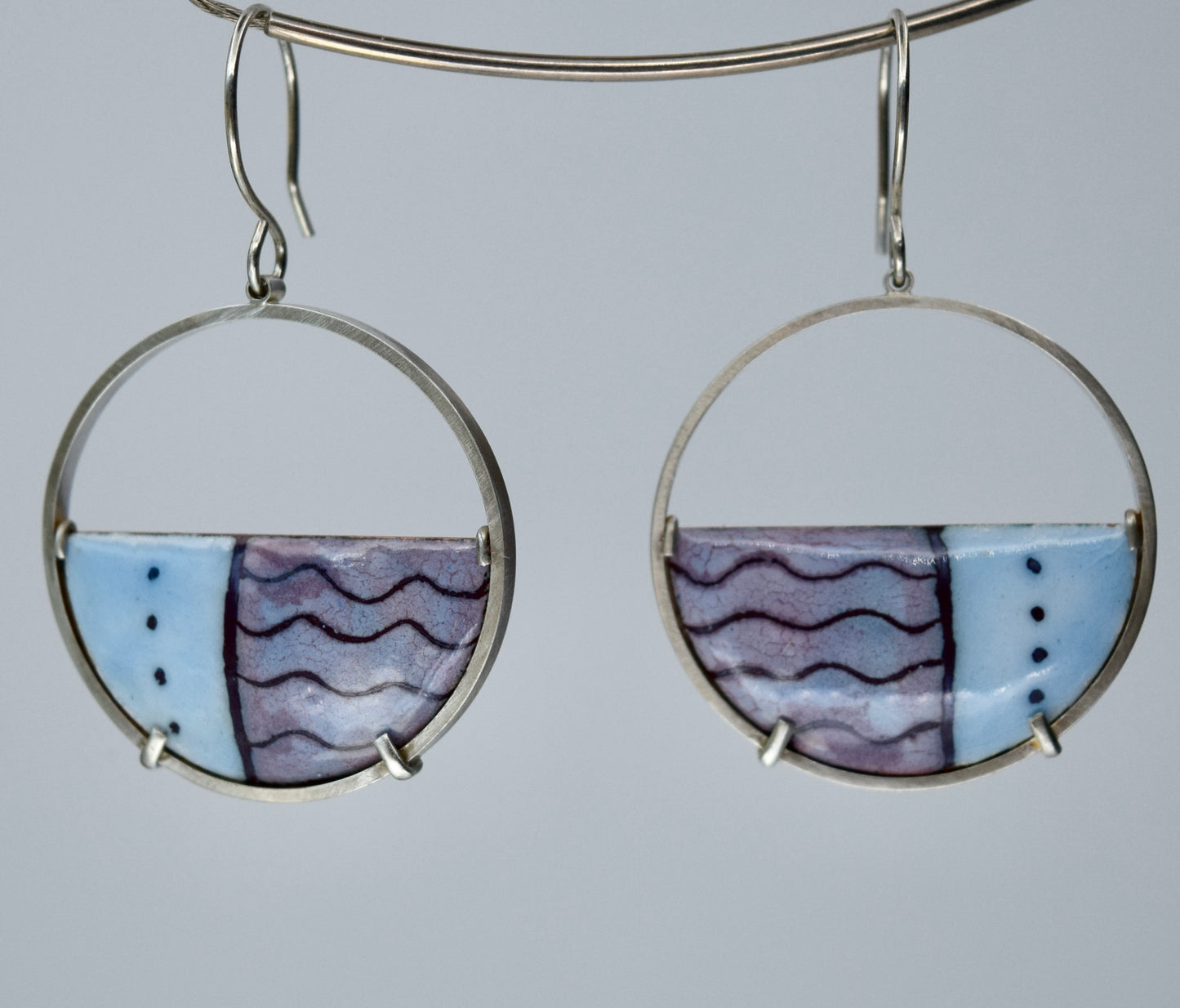 Half circle enamel earrings