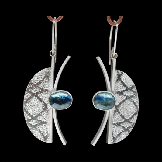 Intersecting Earrings with Kyanite