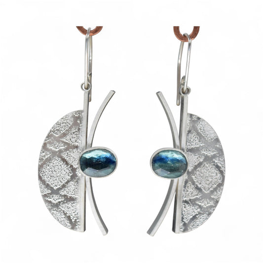 Intersecting Earrings with Kyanite