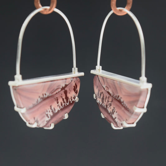 Stylized Hoop Earrings with Rhyolite