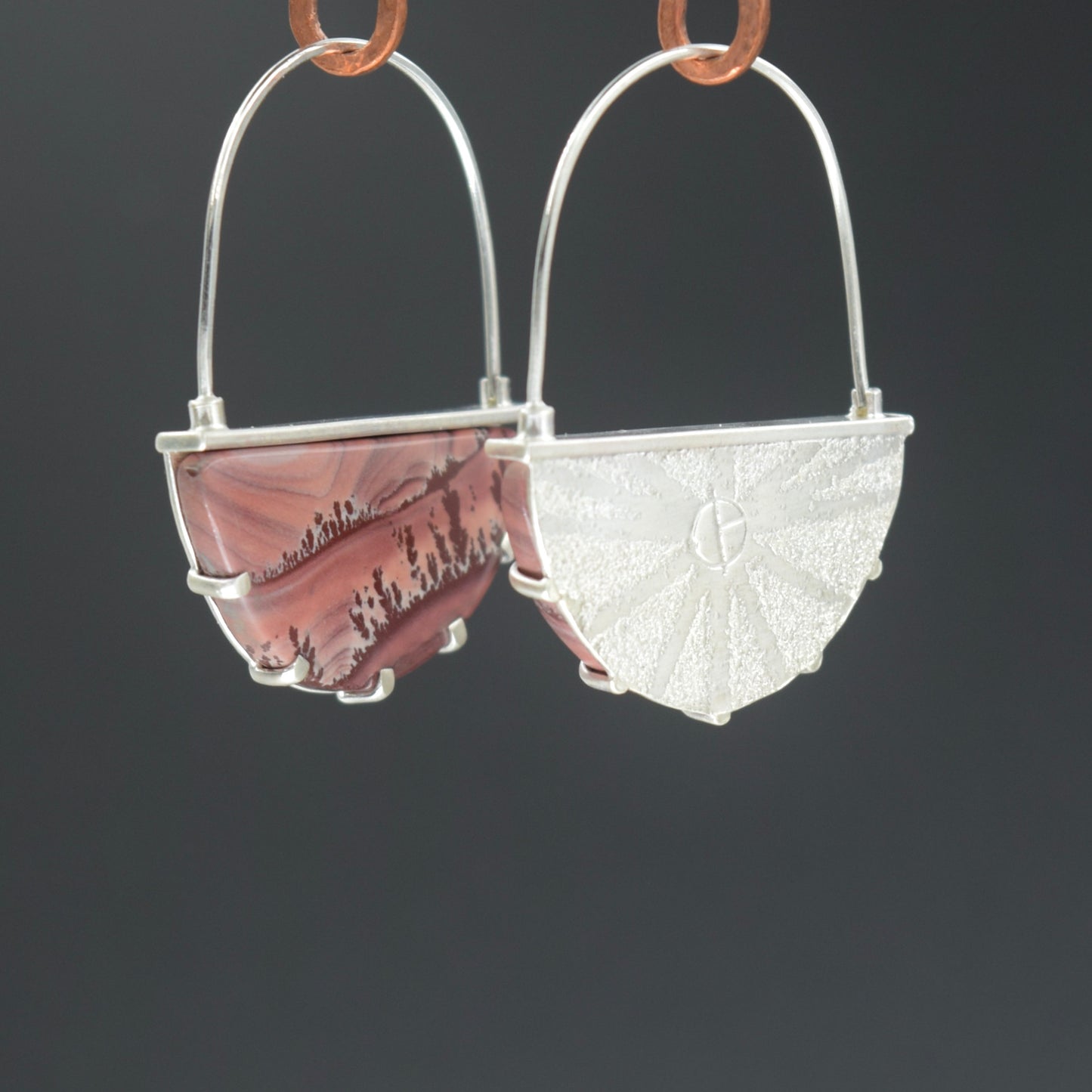 Stylized Hoop Earrings with Rhyolite