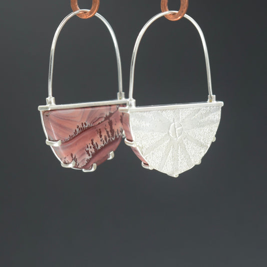 Stylized Hoop Earrings with Rhyolite