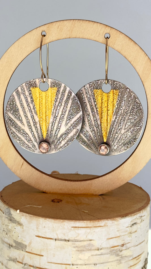 Deco Dust Fan with Gold and Oregon Sunstone