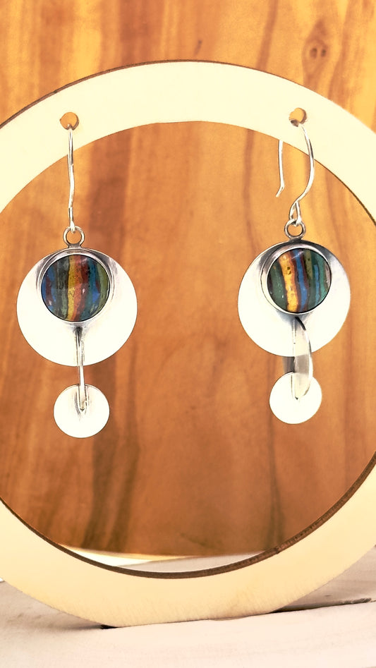 Interlocking Circle Earrings with Fordite