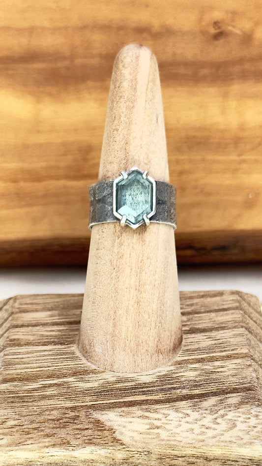 Moss Aquamarine Hex Ring