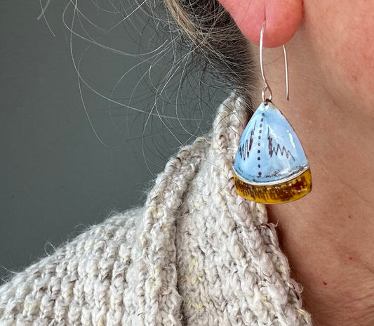 Sgraffito Enamel Drops with sterling silver embellishment