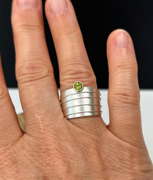 Adjustable Ring with Peridot