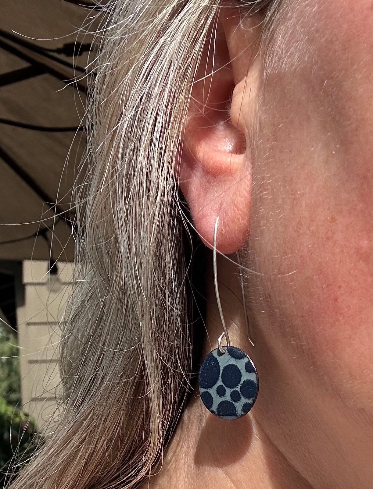 Dark Blue and Light Blue Enamel Earrings