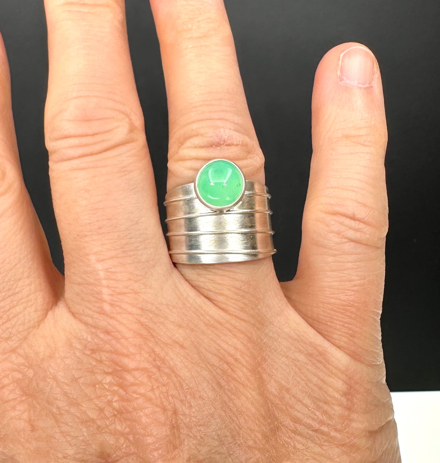 Chrysoprase adjustable ring