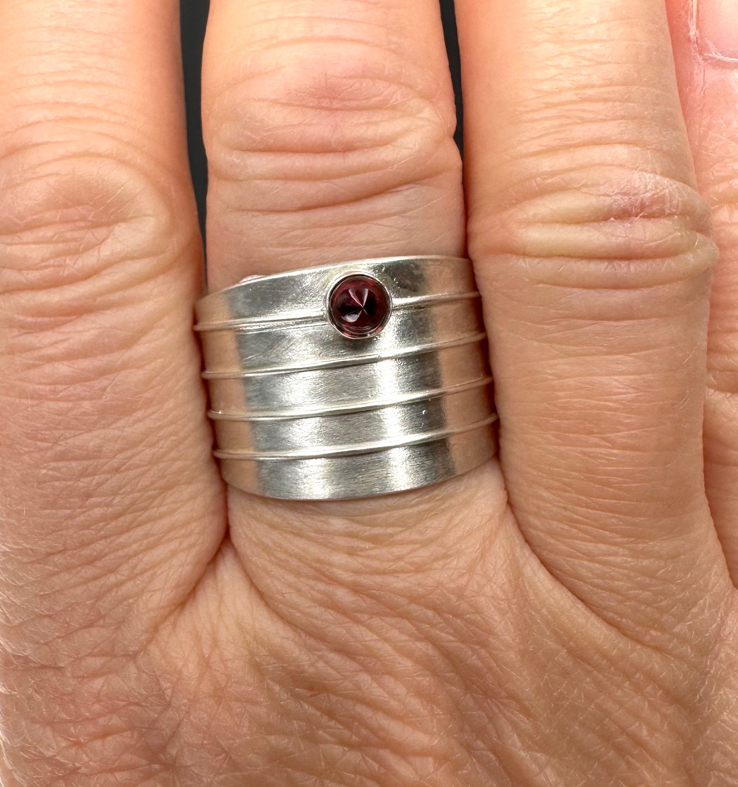 Garnet Bullet Adjustable Ring