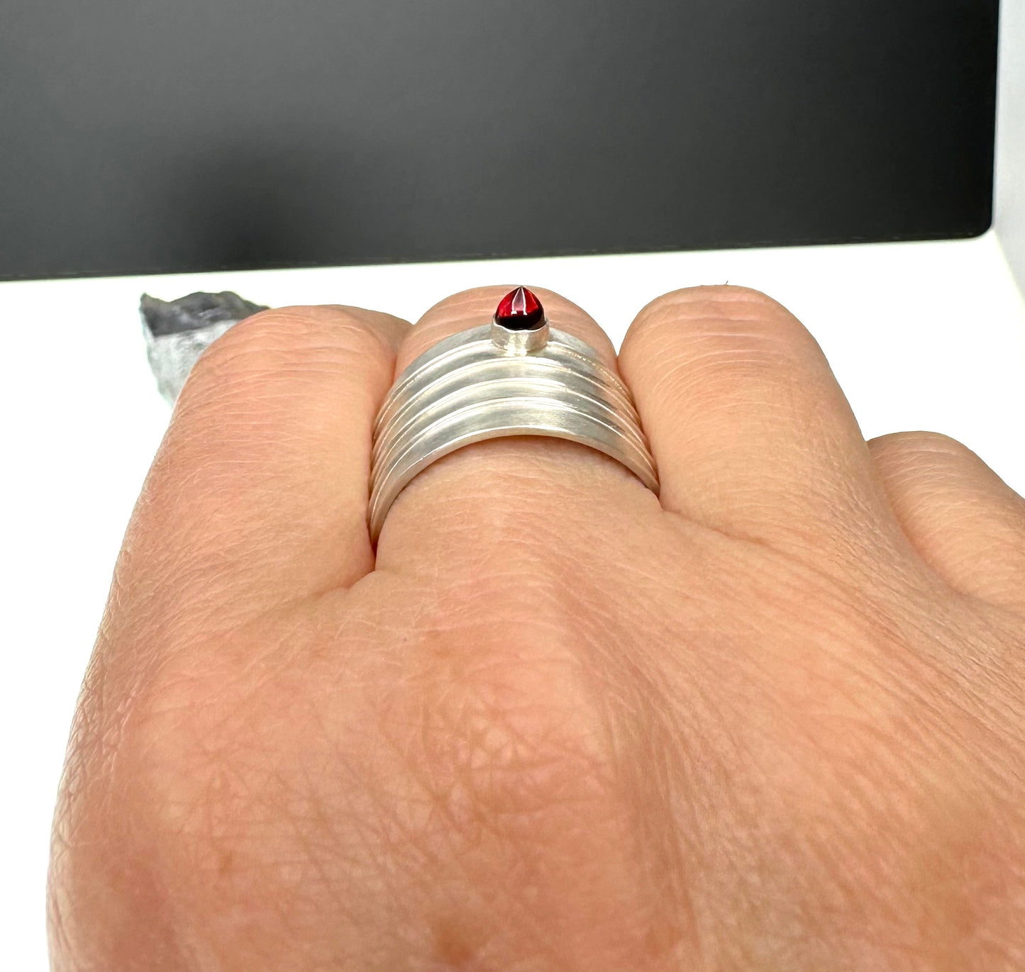 Garnet Bullet Adjustable Ring