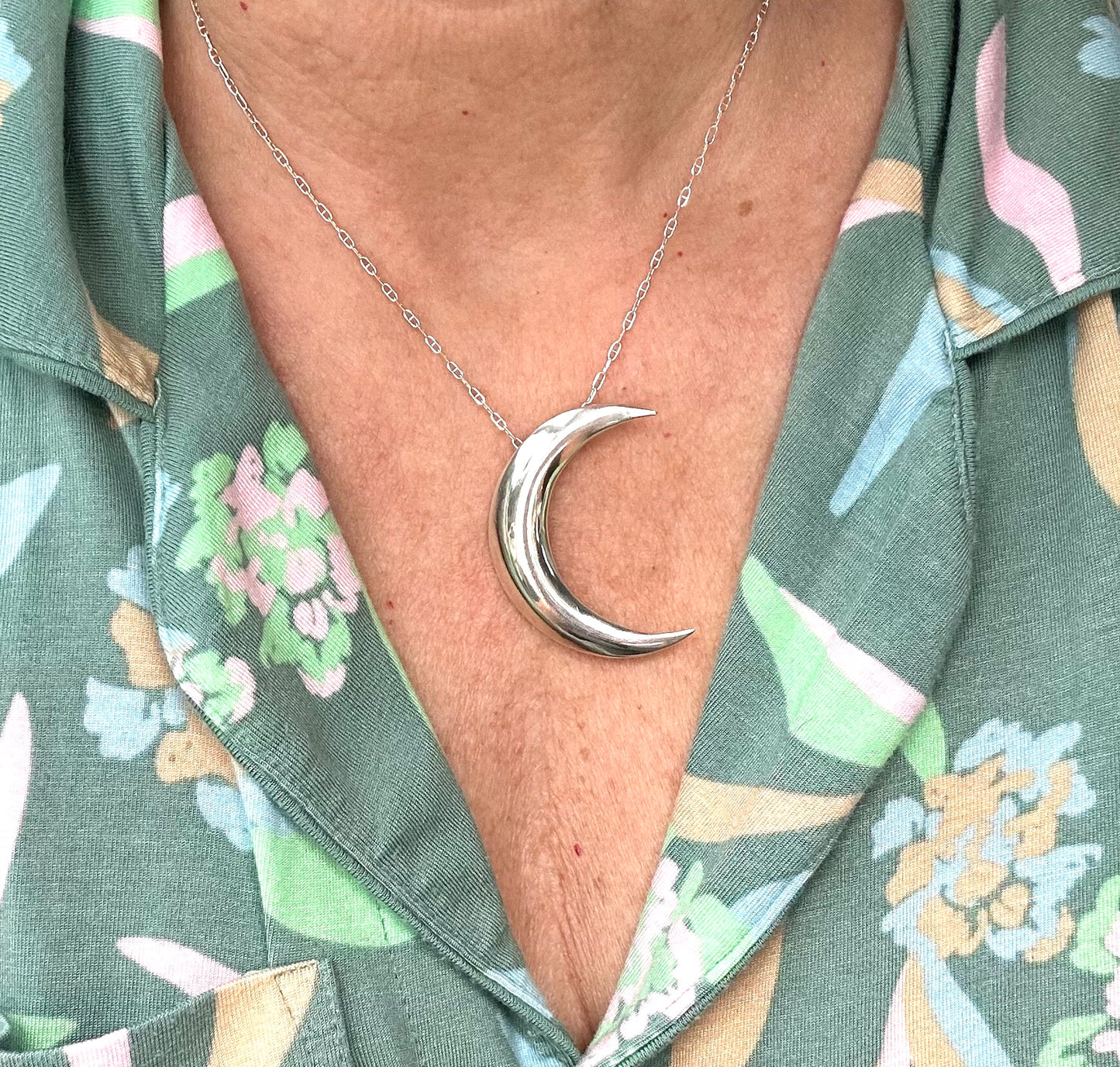 Crescent Moon Hollow Form Pendant